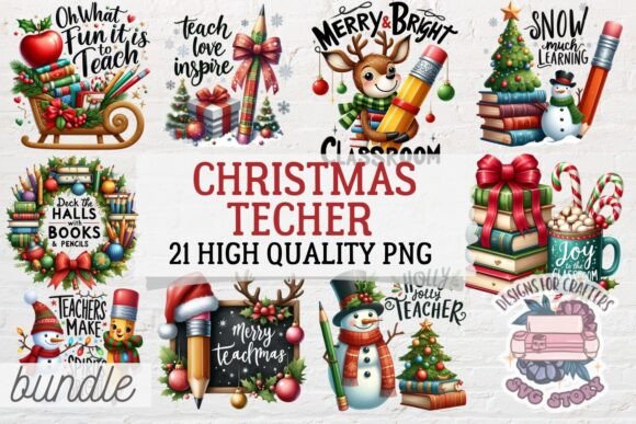 Christmas Teacher Quote Bundle 21 PNG Review for Real Embroidery Projects