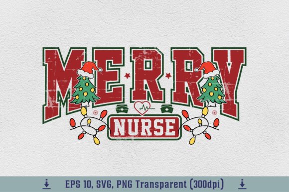 Merry Nurse Varsity PNG Christmas Nurse